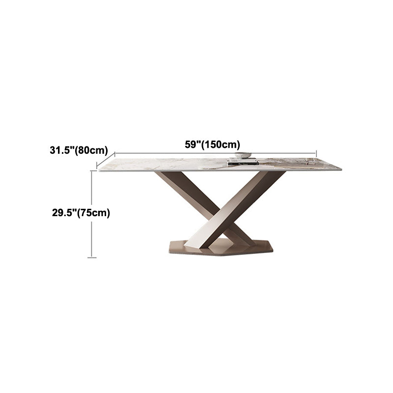 Modern Rectangle Dining Table Sintered Stone Pedestal Table for Home Clearhalo 'Dining Tables & Seating' 'Dining Tables' 'dining_table' 'furn' 'furn_dining_table' 'Furniture' 'Kitchen & Dining Furniture' 5709295