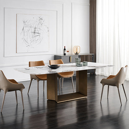 Mesa rectangular de la mesa de comedor de piedra sinterizada industrial con base de pedestal individual