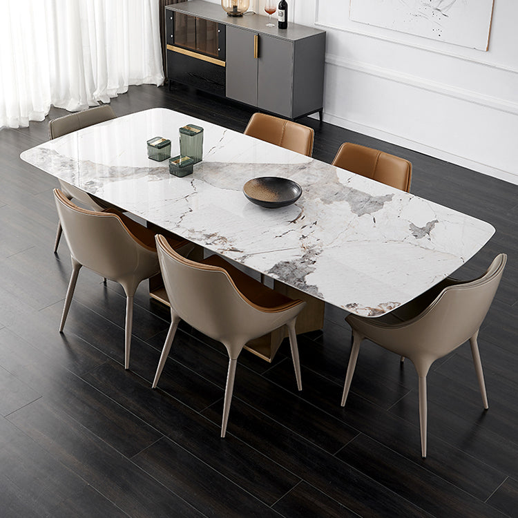 Mesa rectangular de la mesa de comedor de piedra sinterizada industrial con base de pedestal individual