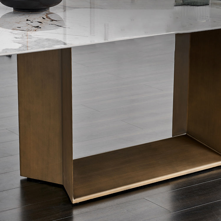 Mesa rectangular de la mesa de comedor de piedra sinterizada industrial con base de pedestal individual