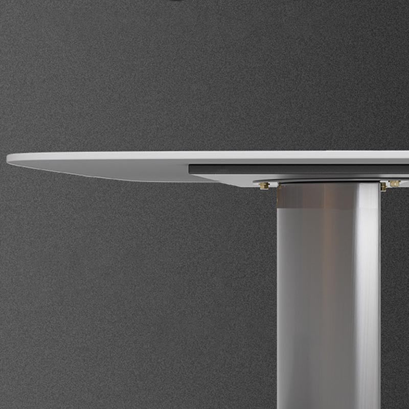 Tavolo da pranzo in pietra sinterizzato tavolo da doppio piedistallo in acciaio inossidabile moderno