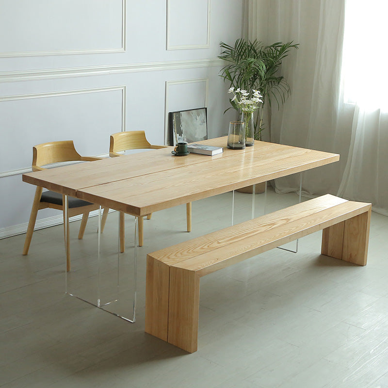 Natural Dining Table Rectangle Contemporary Style Solid Wood Dinner Table 63"L x 27.6"W x 29.5"H Without Chairs Clearhalo 'Dining Tables & Seating' 'Dining Tables' 'dining_table' 'furn' 'furn_dining_table' 'Furniture' 'Kitchen & Dining Furniture' 5709382