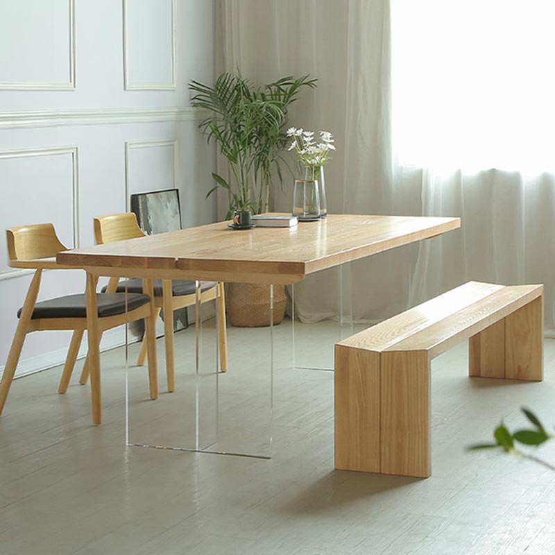 Natural Dining Table Rectangle Contemporary Style Solid Wood Dinner Table Clearhalo 'Dining Tables & Seating' 'Dining Tables' 'dining_table' 'furn' 'furn_dining_table' 'Furniture' 'Kitchen & Dining Furniture' 5709391