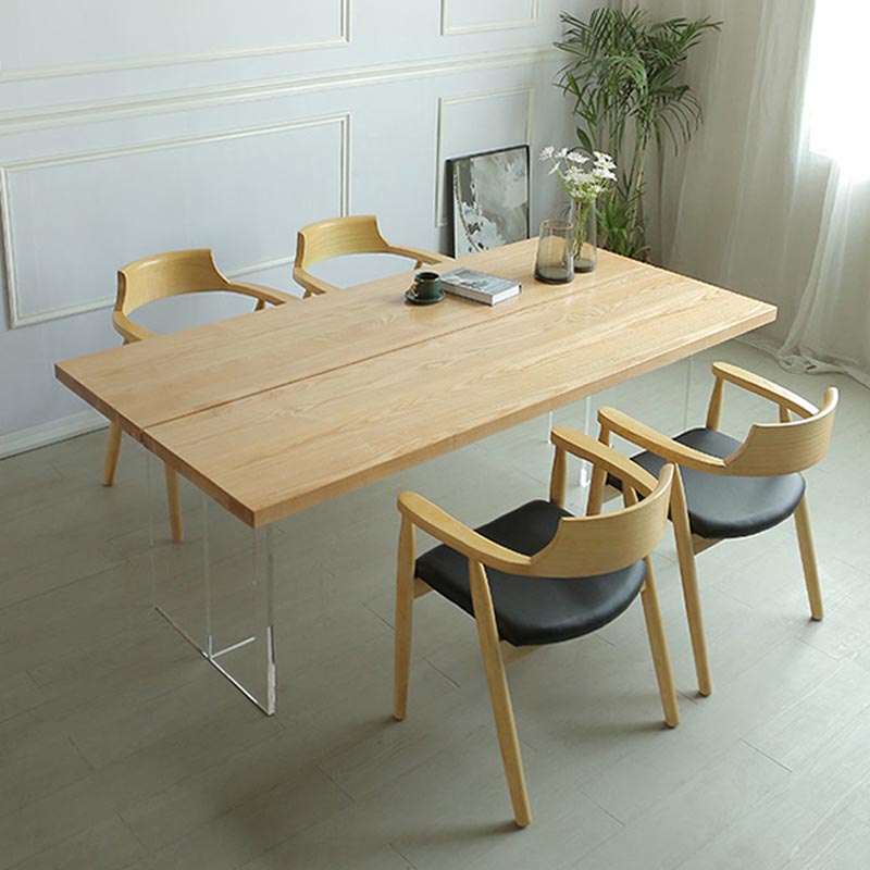 Natural Dining Table Rectangle Contemporary Style Solid Wood Dinner Table Clearhalo 'Dining Tables & Seating' 'Dining Tables' 'dining_table' 'furn' 'furn_dining_table' 'Furniture' 'Kitchen & Dining Furniture' 5709393