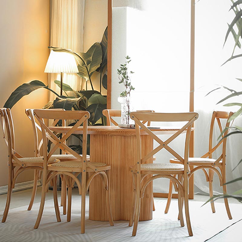 Modern Brown Wood Dining Table Round Dining Table for Kitchen