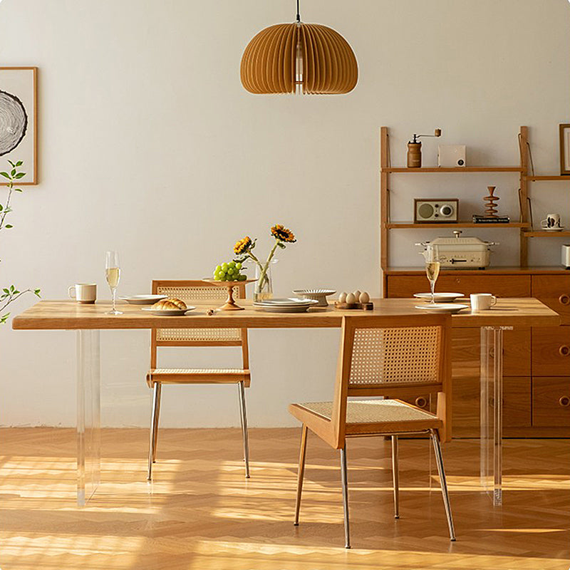 Tavolo da pranzo in legno massiccio e acrilico moderno rettangolo fisso sala da pranzo