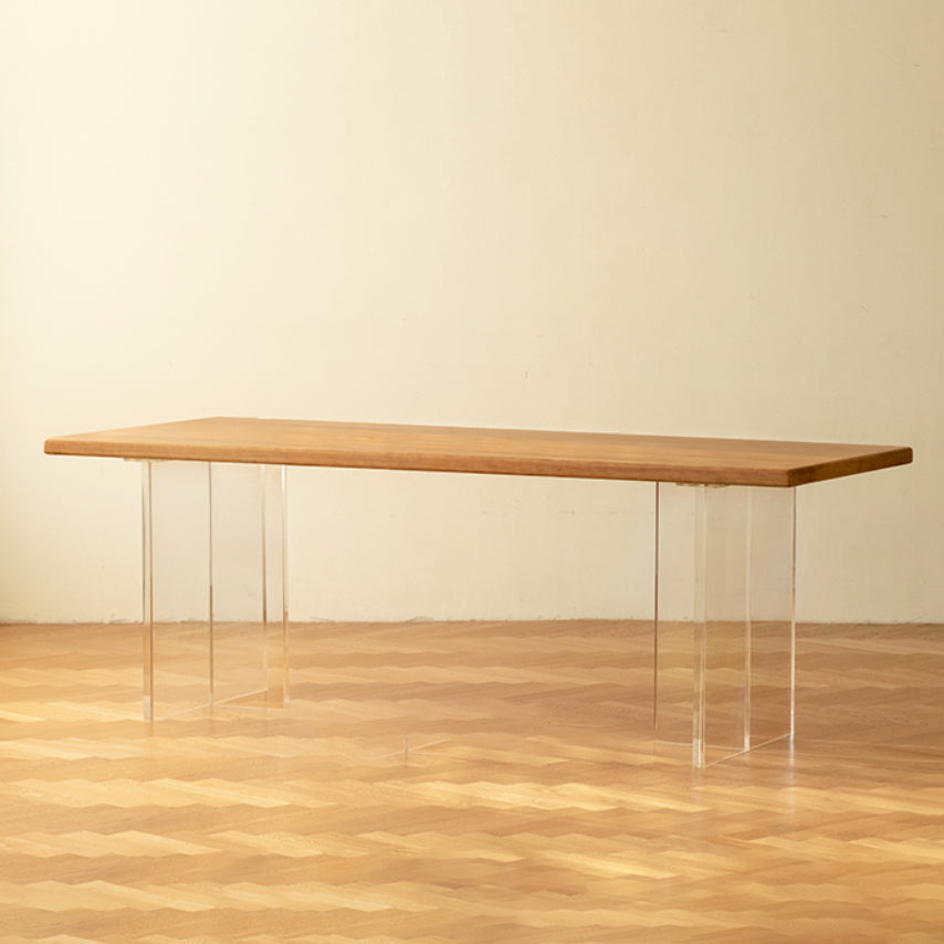 Tavolo da pranzo in legno massiccio e acrilico moderno rettangolo fisso sala da pranzo