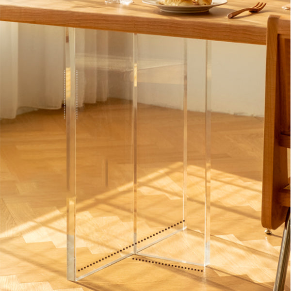 Tavolo da pranzo in legno massiccio e acrilico moderno rettangolo fisso sala da pranzo