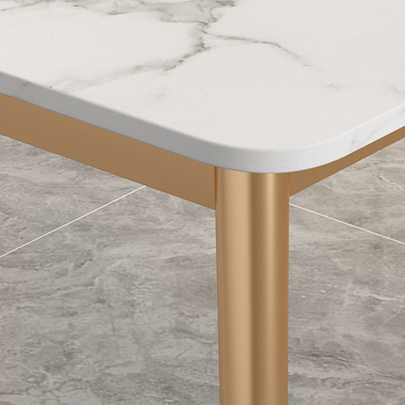 Modern Rectangle Dining Table Sintered Stone Top 4 Iron Legs Dining Room Table Clearhalo 'Dining Tables & Seating' 'Dining Tables' 'dining_table' 'furn' 'furn_dining_table' 'Furniture' 'Kitchen & Dining Furniture' 5709456