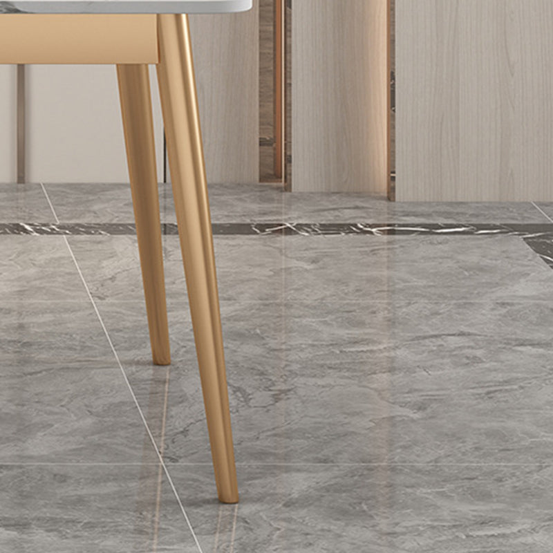 Modern Rectangle Dining Table Sintered Stone Top 4 Iron Legs Dining Room Table Clearhalo 'Dining Tables & Seating' 'Dining Tables' 'dining_table' 'furn' 'furn_dining_table' 'Furniture' 'Kitchen & Dining Furniture' 5709457