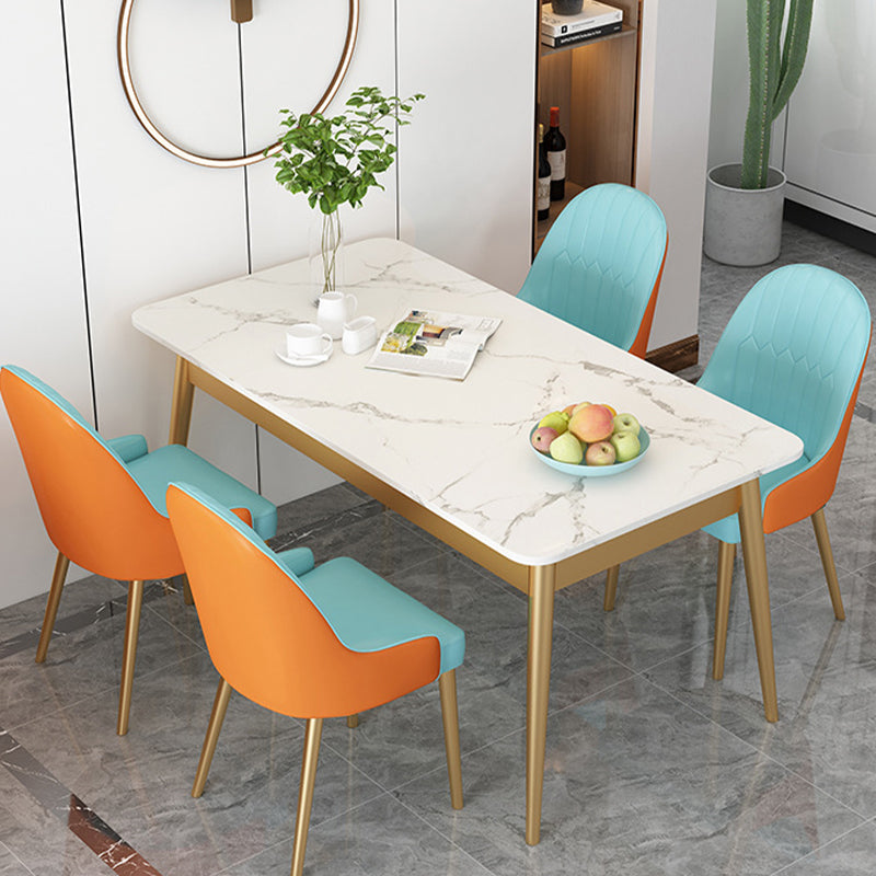 Modern Rectangle Dining Table Sintered Stone Top 4 Iron Legs Dining Room Table Clearhalo 'Dining Tables & Seating' 'Dining Tables' 'dining_table' 'furn' 'furn_dining_table' 'Furniture' 'Kitchen & Dining Furniture' 5709461