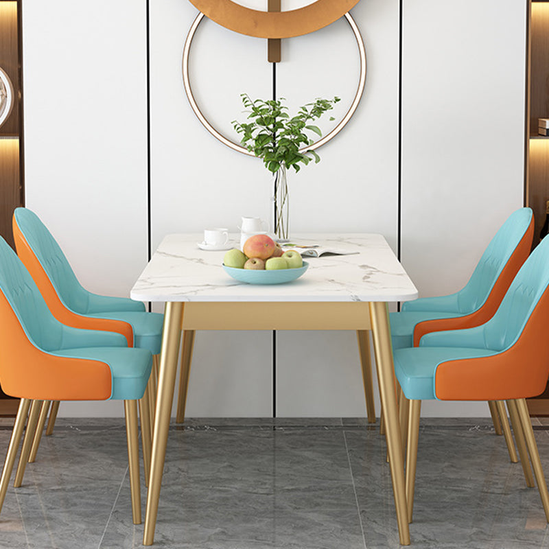 Modern Rectangle Dining Table Sintered Stone Top 4 Iron Legs Dining Room Table Clearhalo 'Dining Tables & Seating' 'Dining Tables' 'dining_table' 'furn' 'furn_dining_table' 'Furniture' 'Kitchen & Dining Furniture' 5709462