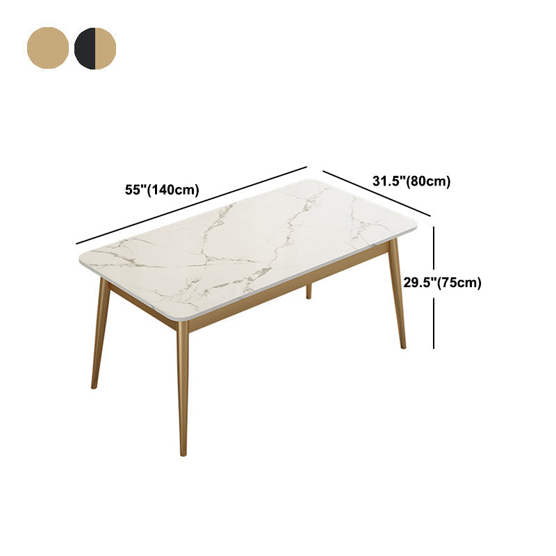 Modern Rectangle Dining Table Sintered Stone Top 4 Iron Legs Dining Room Table Clearhalo 'Dining Tables & Seating' 'Dining Tables' 'dining_table' 'furn' 'furn_dining_table' 'Furniture' 'Kitchen & Dining Furniture' 5709466