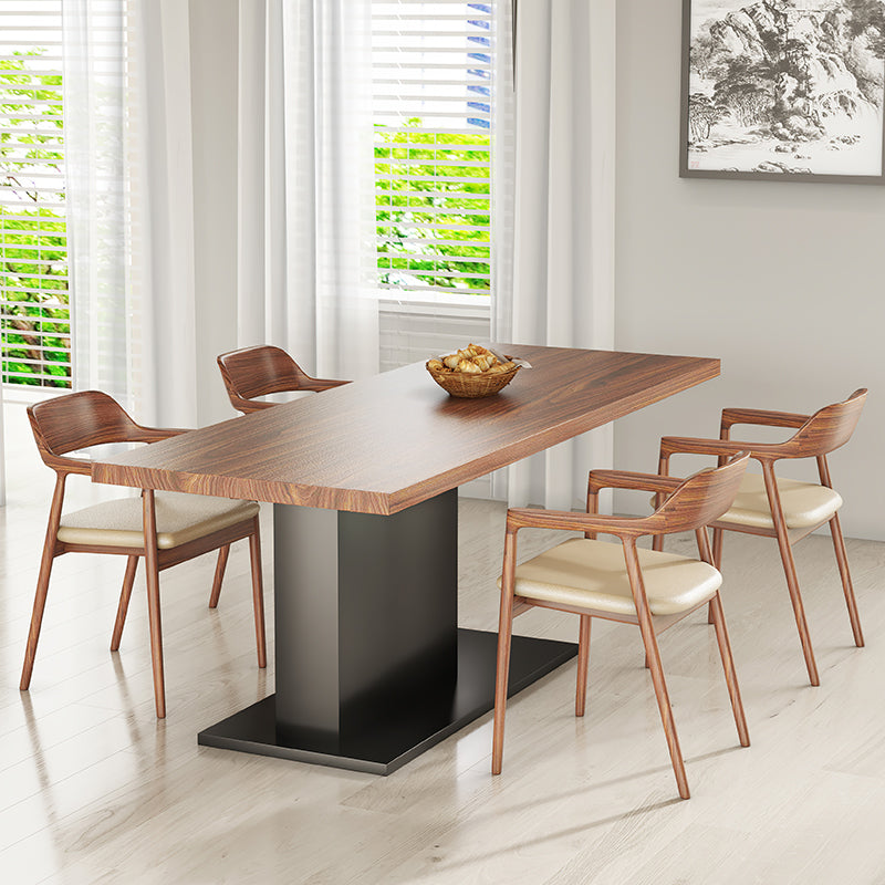 Brown Dining Table Solid Wood Rectangle Contemporary Style Dinner Table