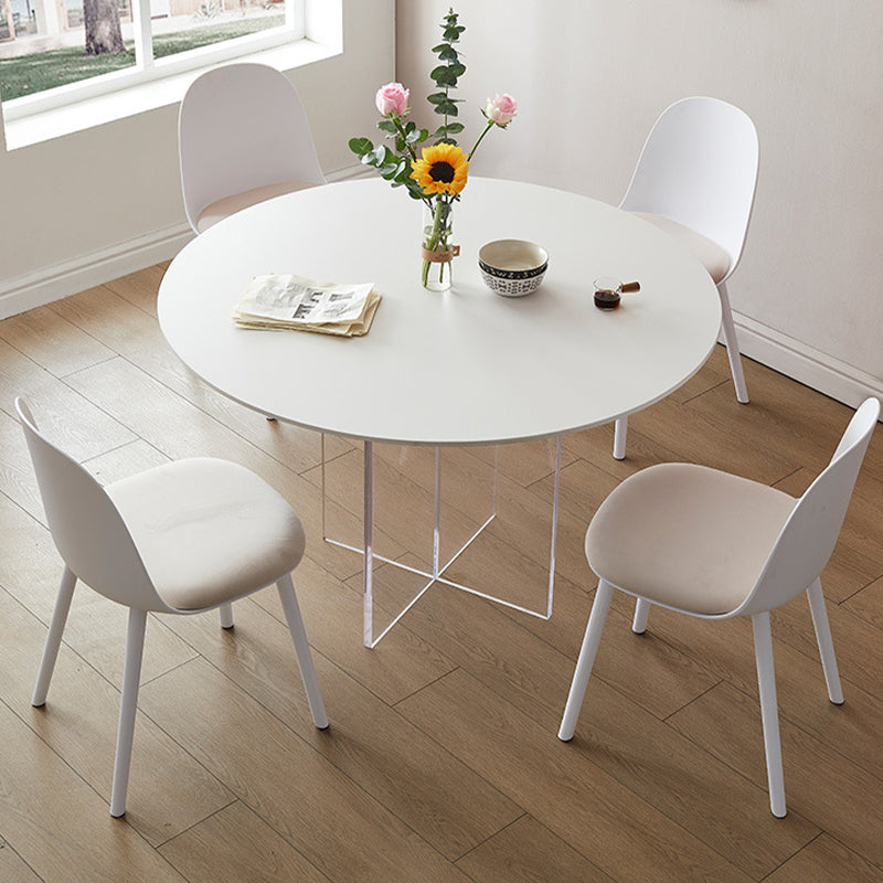 Contemporary White Stone Table Round Dining Table for Kitchen 47.2"L x 47.2"W x 29.5"H Without Chairs Clearhalo 'Dining Tables & Seating' 'Dining Tables' 'dining_table' 'furn' 'furn_dining_table' 'Furniture' 'Kitchen & Dining Furniture' 5709489