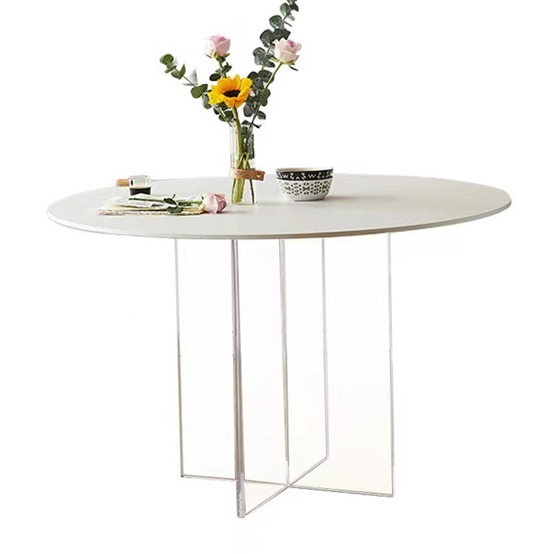Contemporary White Stone Table Round Dining Table for Kitchen Without Chairs Clearhalo 'Dining Tables & Seating' 'Dining Tables' 'dining_table' 'furn' 'furn_dining_table' 'Furniture' 'Kitchen & Dining Furniture' 5709490