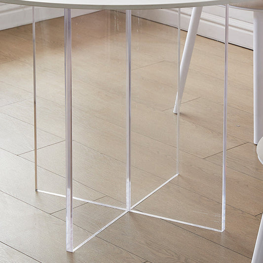 Contemporary White Stone Table Round Dining Table for Kitchen Clearhalo 'Dining Tables & Seating' 'Dining Tables' 'dining_table' 'furn' 'furn_dining_table' 'Furniture' 'Kitchen & Dining Furniture' 5709493