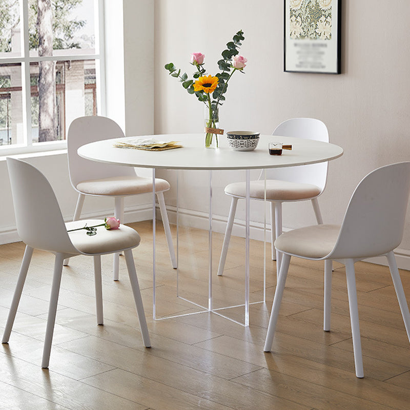 Contemporary White Stone Table Round Dining Table for Kitchen Clearhalo 'Dining Tables & Seating' 'Dining Tables' 'dining_table' 'furn' 'furn_dining_table' 'Furniture' 'Kitchen & Dining Furniture' 5709496