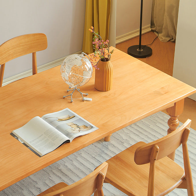 Rectangle Wood Top Dining table Modern Natural Finish Legs Dining Room Table Clearhalo 'Dining Tables & Seating' 'Dining Tables' 'dining_table' 'furn' 'furn_dining_table' 'Furniture' 'Kitchen & Dining Furniture' 5709537