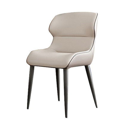 Contemporary Dining Chairs Wingback Dining Arm Side Chair with Metal Legs White-Gray 1 Piece Clearhalo 'Dining Chairs' 'Dining Tables & Seating' 'dining_chair' 'furn' 'furn_dining_chair' 'Furniture' 'Kitchen & Dining Furniture' 5709552