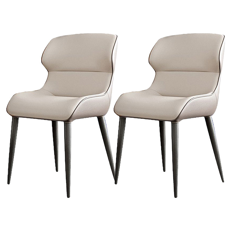 Contemporary Dining Chairs Wingback Dining Arm Side Chair with Metal Legs White-Gray 2 Piece Set Clearhalo 'Dining Chairs' 'Dining Tables & Seating' 'dining_chair' 'furn' 'furn_dining_chair' 'Furniture' 'Kitchen & Dining Furniture' 5709553