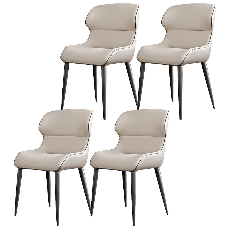 Contemporary Dining Chairs Wingback Dining Arm Side Chair with Metal Legs White-Gray 4 Piece Set Clearhalo 'Dining Chairs' 'Dining Tables & Seating' 'dining_chair' 'furn' 'furn_dining_chair' 'Furniture' 'Kitchen & Dining Furniture' 5709555