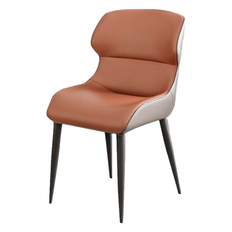 Contemporary Dining Chairs Wingback Dining Arm Side Chair with Metal Legs Orange 1 Piece Clearhalo 'Dining Chairs' 'Dining Tables & Seating' 'dining_chair' 'furn' 'furn_dining_chair' 'Furniture' 'Kitchen & Dining Furniture' 5709557