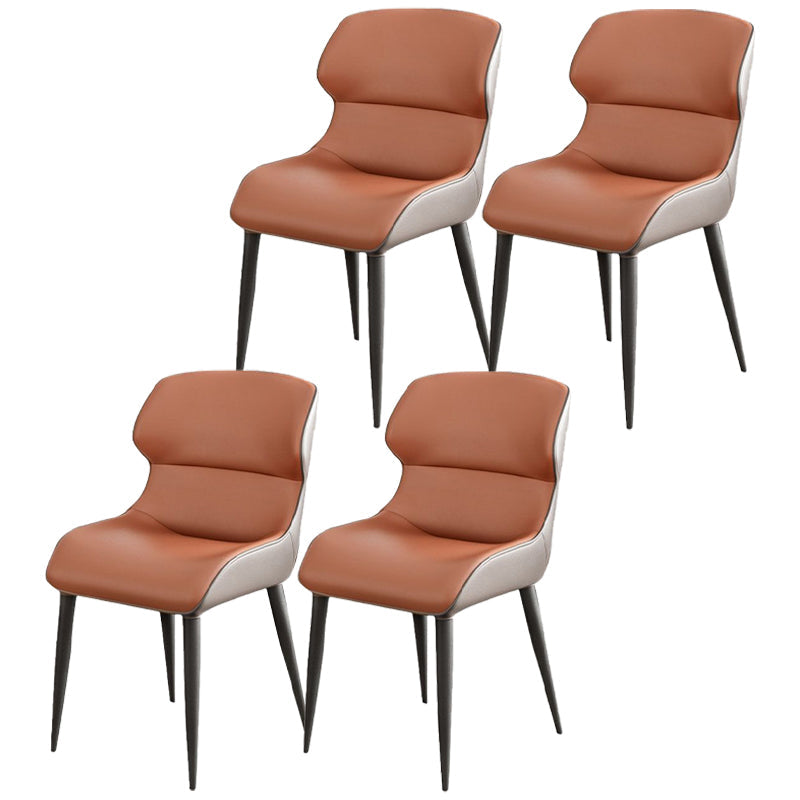 Contemporary Dining Chairs Wingback Dining Arm Side Chair with Metal Legs Orange 4 Piece Set Clearhalo 'Dining Chairs' 'Dining Tables & Seating' 'dining_chair' 'furn' 'furn_dining_chair' 'Furniture' 'Kitchen & Dining Furniture' 5709561