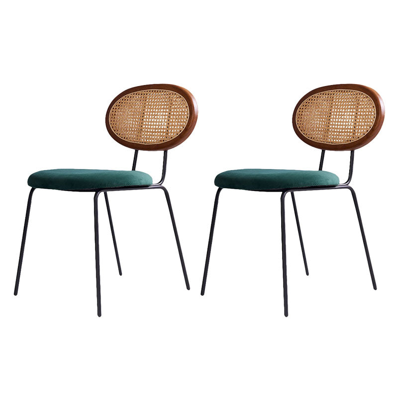 Fabric Dining Chairs Industrial Style Open Back Dining Side Chair Green 2 Piece Set Clearhalo 'Dining Chairs' 'Dining Tables & Seating' 'dining_chair' 'furn' 'furn_dining_chair' 'Furniture' 'Kitchen & Dining Furniture' 5709592