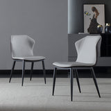 Faux Leather Dining Chairs Industrial Wingback Armless Dining Chair