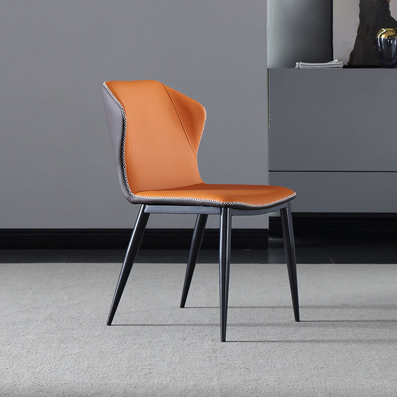 Faux Leather Dining Chairs Industrial Wingback Armless Dining Chair