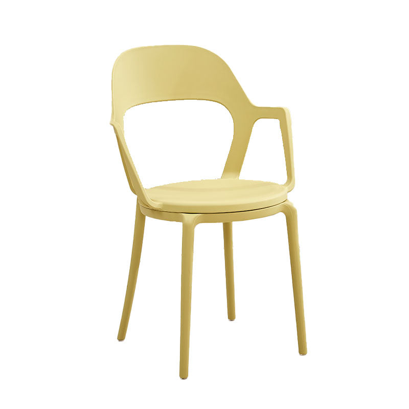 Chaise de cuisine contemporaine chaise latéral de bras à manger avec des jambes en plastique