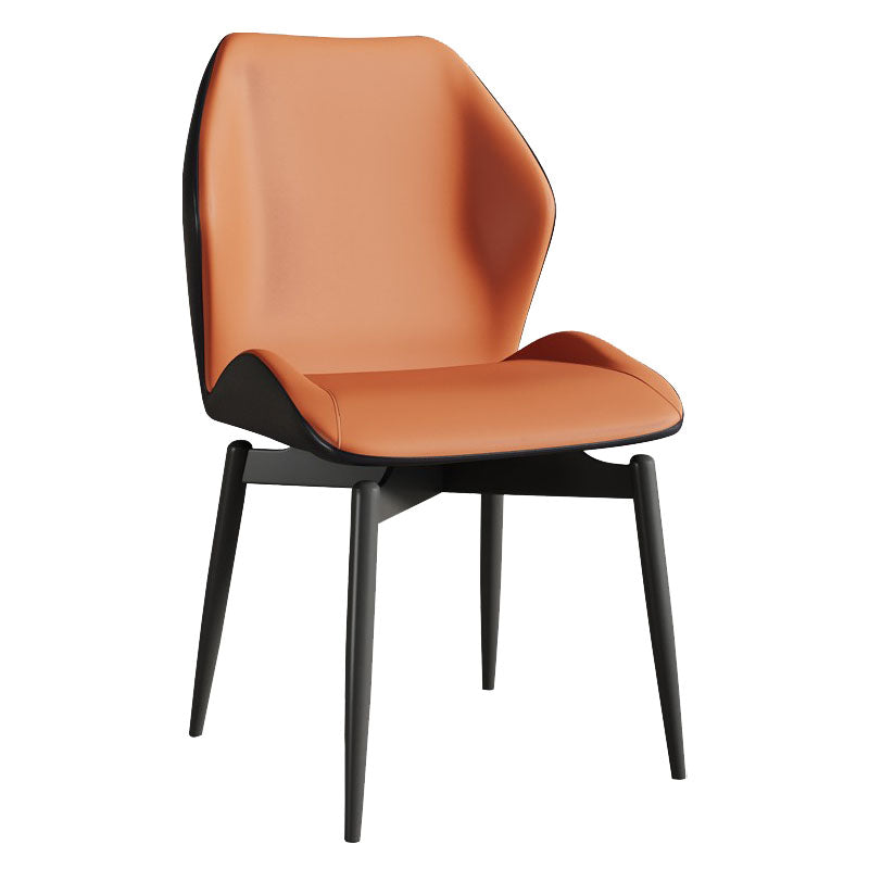 Contemporary Kitchen Arm Chairs Wingback Side Side Chair with Metal Legs Orange 1 Piece Clearhalo 'Dining Chairs' 'Dining Tables & Seating' 'dining_chair' 'furn' 'furn_dining_chair' 'Furniture' 'Kitchen & Dining Furniture' 5709702