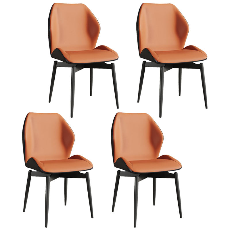 Contemporary Kitchen Arm Chairs Wingback Side Side Chair with Metal Legs Orange 4 Piece Set Clearhalo 'Dining Chairs' 'Dining Tables & Seating' 'dining_chair' 'furn' 'furn_dining_chair' 'Furniture' 'Kitchen & Dining Furniture' 5709705