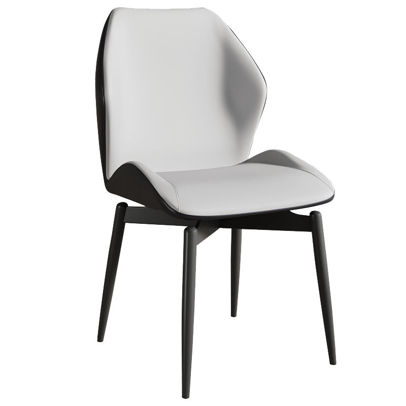 Contemporary Kitchen Arm Chairs Wingback Side Side Chair with Metal Legs Off-White 1 Piece Clearhalo 'Dining Chairs' 'Dining Tables & Seating' 'dining_chair' 'furn' 'furn_dining_chair' 'Furniture' 'Kitchen & Dining Furniture' 5709707