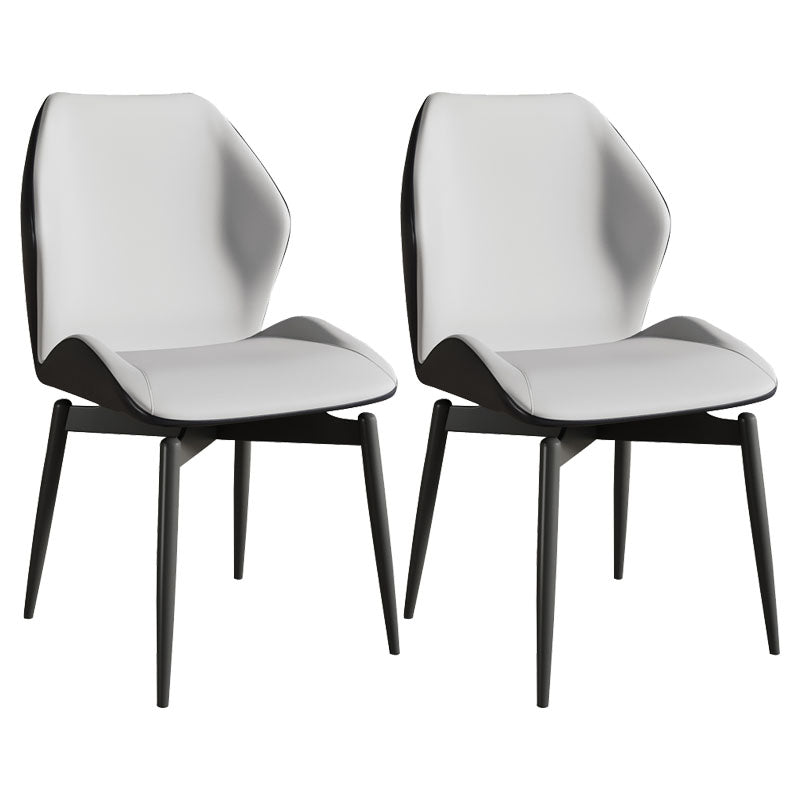 Contemporary Kitchen Arm Chairs Wingback Side Side Chair with Metal Legs Off-White 2 Piece Set Clearhalo 'Dining Chairs' 'Dining Tables & Seating' 'dining_chair' 'furn' 'furn_dining_chair' 'Furniture' 'Kitchen & Dining Furniture' 5709709