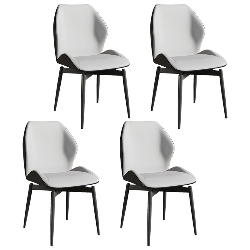 Contemporary Kitchen Arm Chairs Wingback Side Side Chair with Metal Legs Off-White 4 Piece Set Clearhalo 'Dining Chairs' 'Dining Tables & Seating' 'dining_chair' 'furn' 'furn_dining_chair' 'Furniture' 'Kitchen & Dining Furniture' 5709711