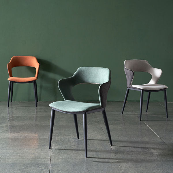 Eigentijdse keukenstoel dineren Open achterstoelstoelen met metalen benen