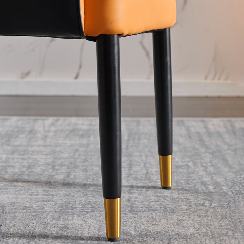 Glam Wood Dining Arm Chair Faux Leather Dining Chairs for Restaurant Use