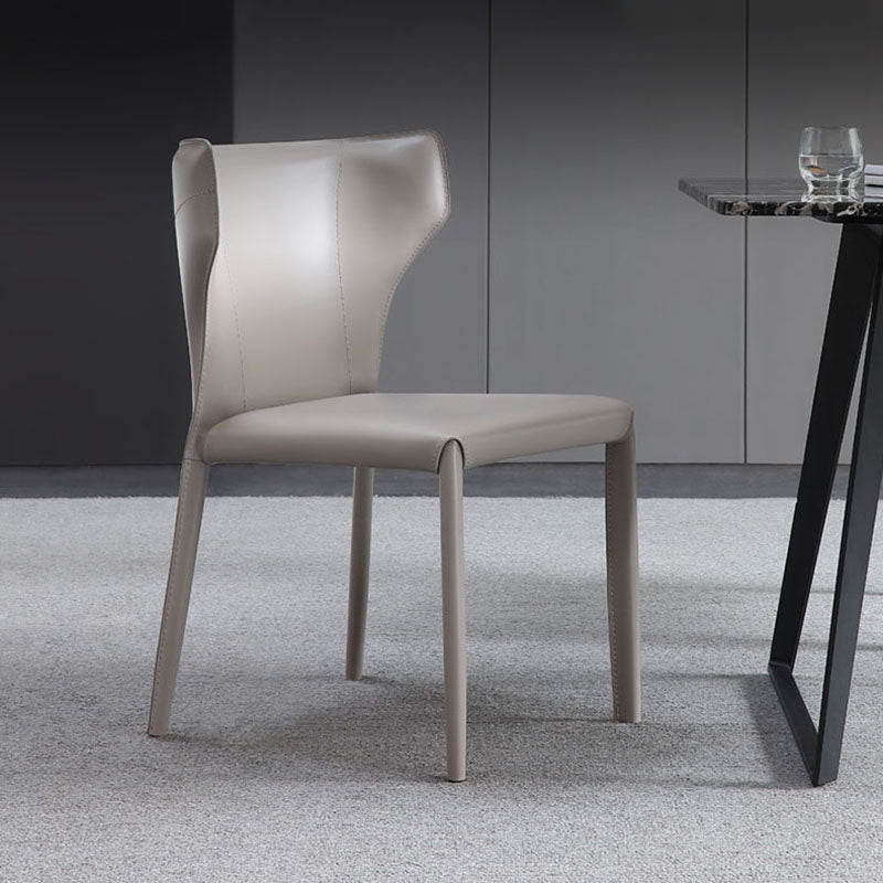 Eigentijdse lederen eetkamer stoel armloze wingback zijstoelen voor thuisgebruik