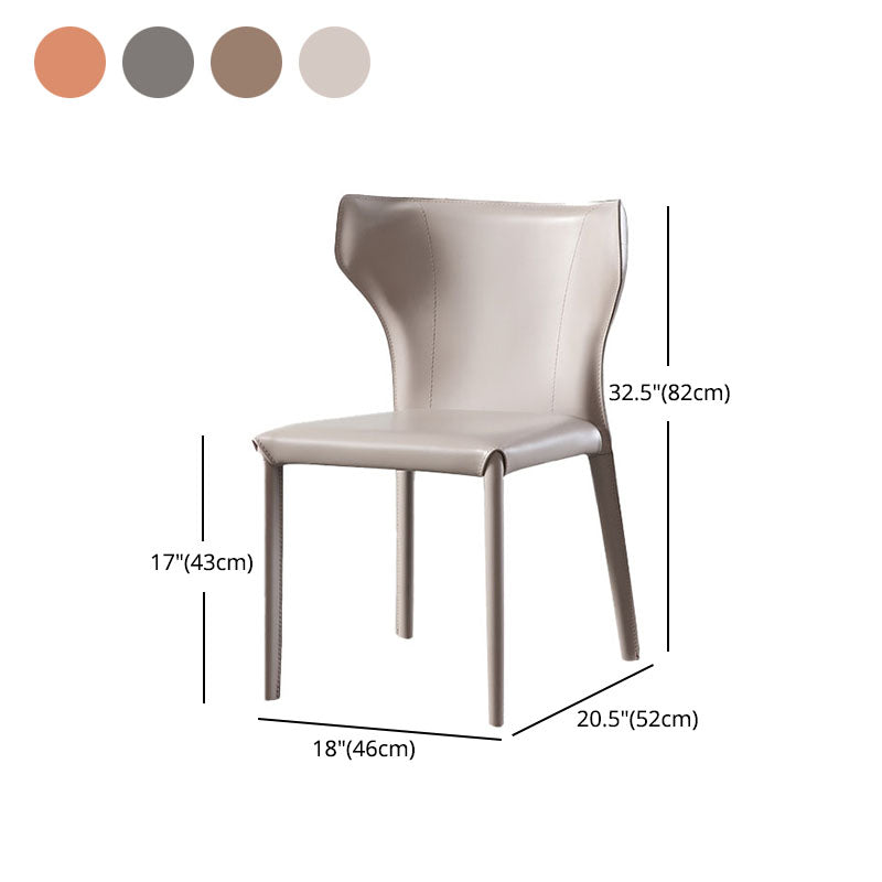 Eigentijdse lederen eetkamer stoel armloze wingback zijstoelen voor thuisgebruik