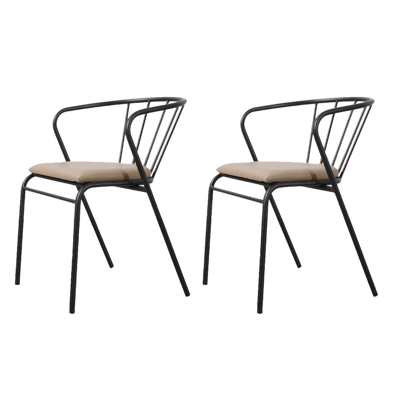 Contemporary Chairs Dining Arm Windsor Back Side Chairs with Metal Legs for Kitchen Black 2 Piece Set Clearhalo 'Dining Chairs' 'Dining Tables & Seating' 'dining_chair' 'furn' 'furn_dining_chair' 'Furniture' 'Kitchen & Dining Furniture' 5709917