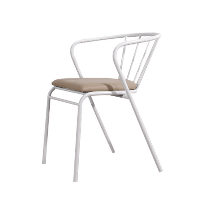 Contemporary Chairs Dining Arm Windsor Back Side Chairs with Metal Legs for Kitchen White 1 Piece Clearhalo 'Dining Chairs' 'Dining Tables & Seating' 'dining_chair' 'furn' 'furn_dining_chair' 'Furniture' 'Kitchen & Dining Furniture' 5709921