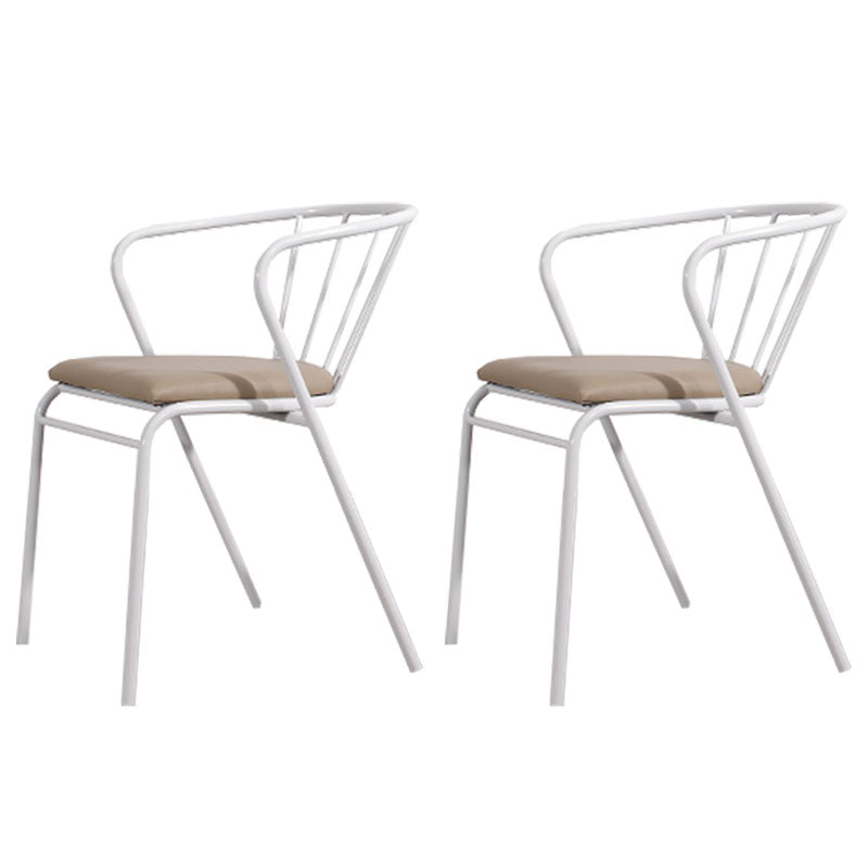 Contemporary Chairs Dining Arm Windsor Back Side Chairs with Metal Legs for Kitchen White 2 Piece Set Clearhalo 'Dining Chairs' 'Dining Tables & Seating' 'dining_chair' 'furn' 'furn_dining_chair' 'Furniture' 'Kitchen & Dining Furniture' 5709923