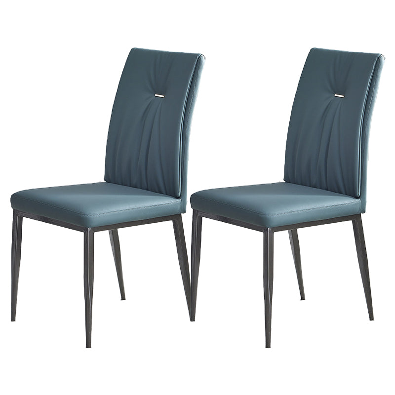 Modern Restaurant Solid Back Chair Matte Finish Leather Dining Chair Lake Blue 2 Piece Set Clearhalo 'Dining Chairs' 'Dining Tables & Seating' 'dining_chair' 'furn' 'furn_dining_chair' 'Furniture' 'Kitchen & Dining Furniture' 5709952