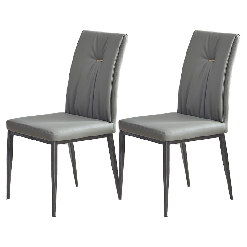 Modern Restaurant Solid Back Chair Matte Finish Leather Dining Chair Grey 2 Piece Set Clearhalo 'Dining Chairs' 'Dining Tables & Seating' 'dining_chair' 'furn' 'furn_dining_chair' 'Furniture' 'Kitchen & Dining Furniture' 5709954