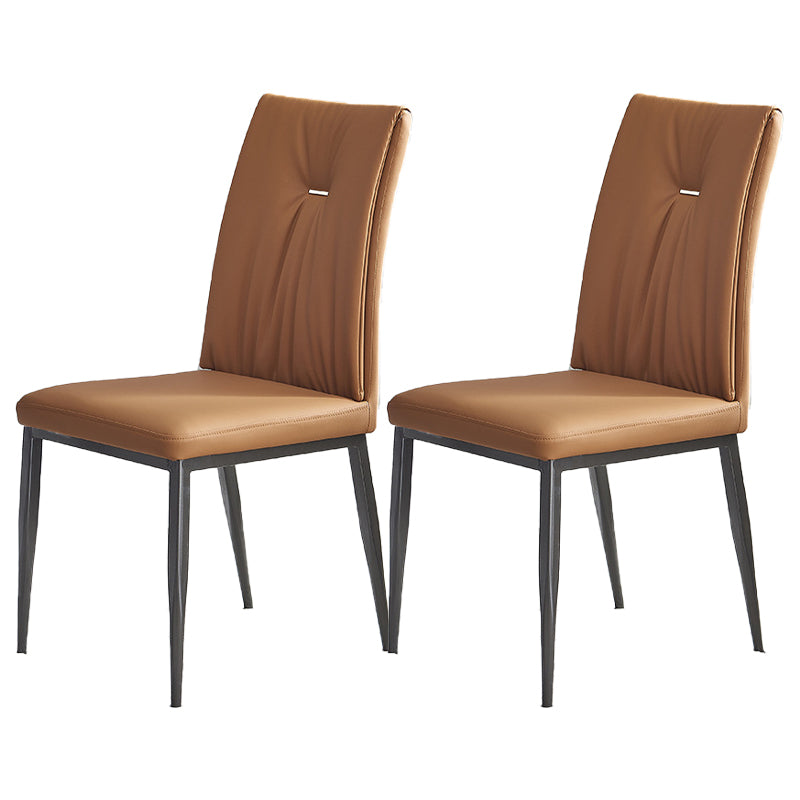 Modern Restaurant Solid Back Chair Matte Finish Leather Dining Chair Orange 2 Piece Set Clearhalo 'Dining Chairs' 'Dining Tables & Seating' 'dining_chair' 'furn' 'furn_dining_chair' 'Furniture' 'Kitchen & Dining Furniture' 5709956
