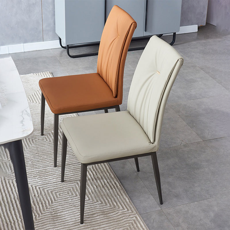 Modern Restaurant Solid Back Chair Matte Finish Leather Dining Chair Clearhalo 'Dining Chairs' 'Dining Tables & Seating' 'dining_chair' 'furn' 'furn_dining_chair' 'Furniture' 'Kitchen & Dining Furniture' 5709964