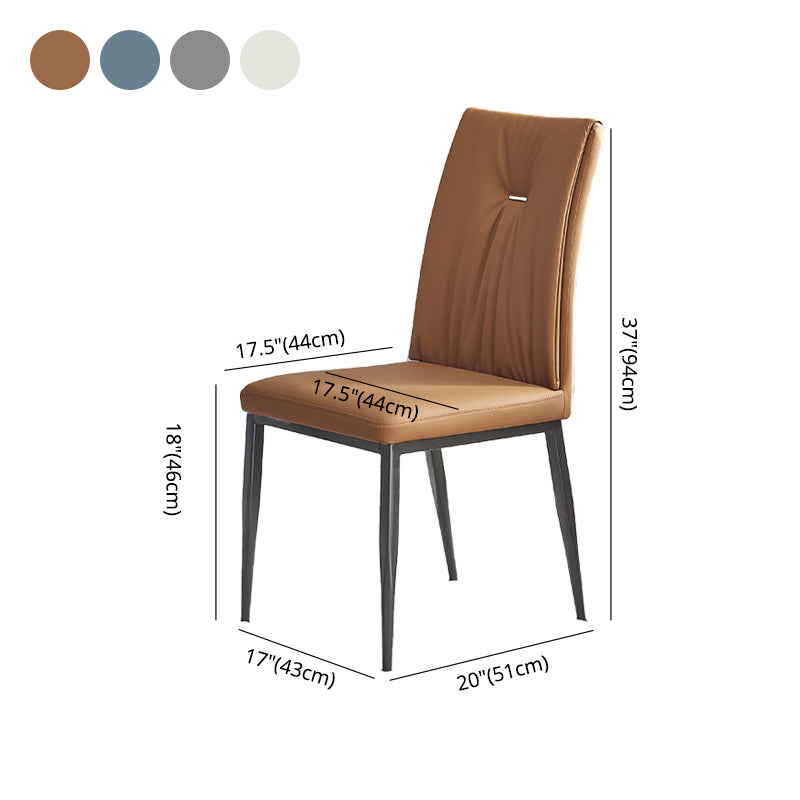 Modern Restaurant Solid Back Chair Matte Finish Leather Dining Chair Clearhalo 'Dining Chairs' 'Dining Tables & Seating' 'dining_chair' 'furn' 'furn_dining_chair' 'Furniture' 'Kitchen & Dining Furniture' 5709965