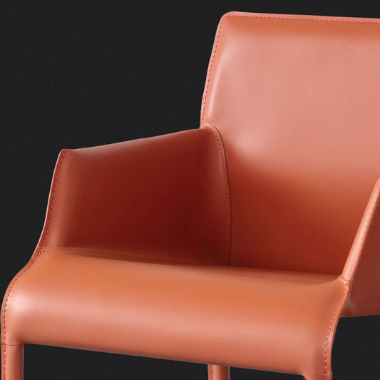 Leather Matte Finish Dining Chair Designer Style Home Solid Back Arm Chair